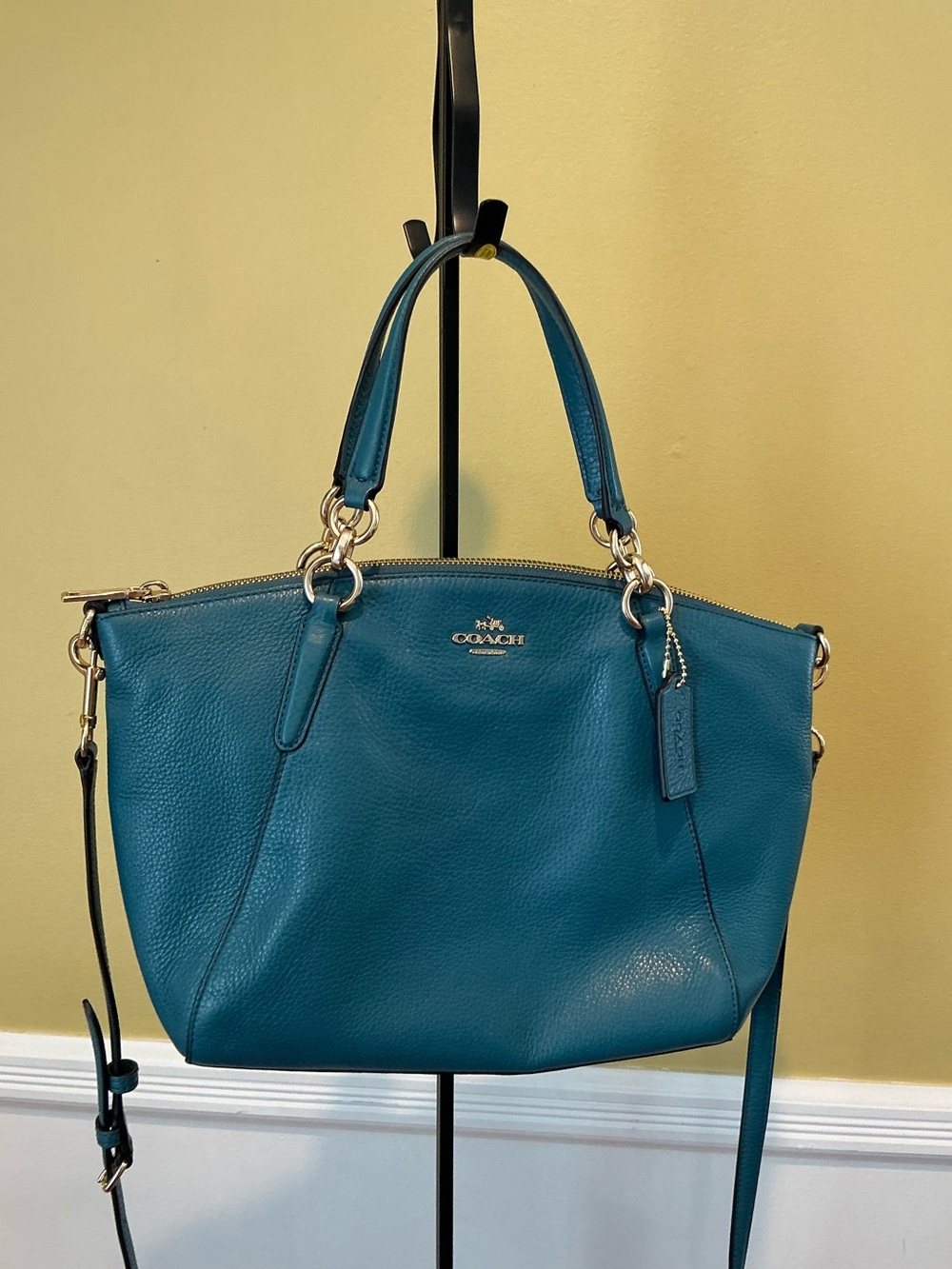 💙 Coach Small Kelsey Satchel / BagTeal Pebbled Leather Gold Hardware